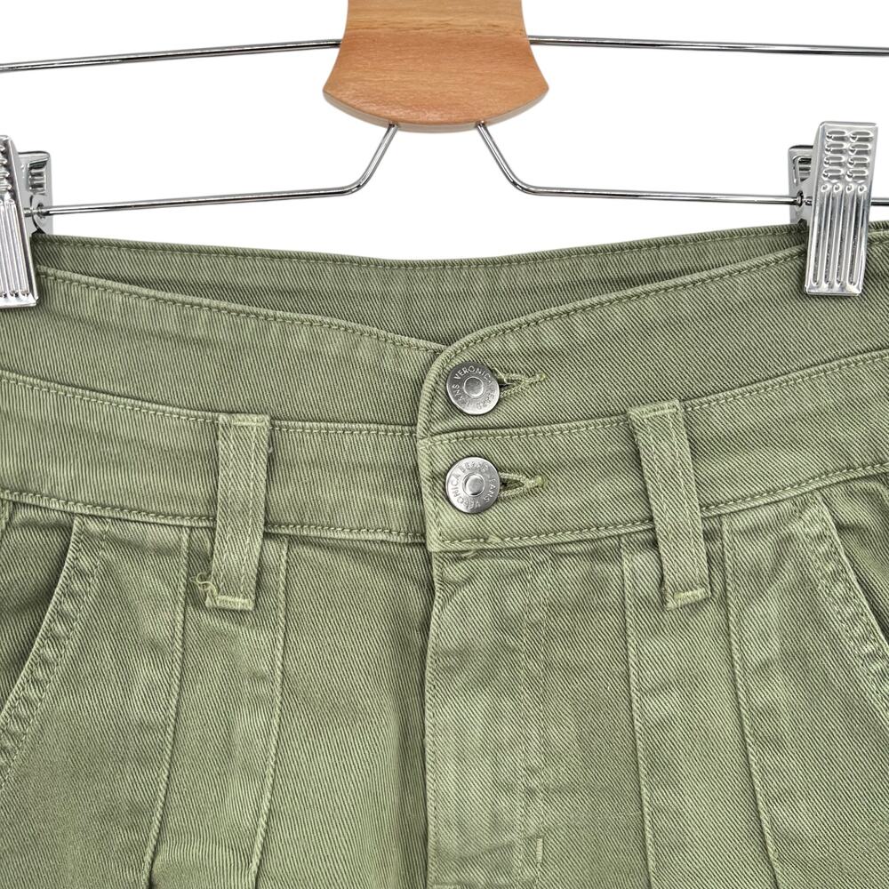 Veronica Beard NEW Jaylen Denim Shorts High Rise Pleated Clover Green Size 23. - Picture 9 of 15
